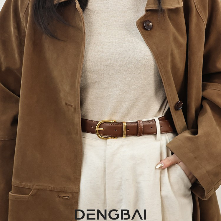 登白·DENGBAI韩系女士真皮腰带简约百塔高级感皮带