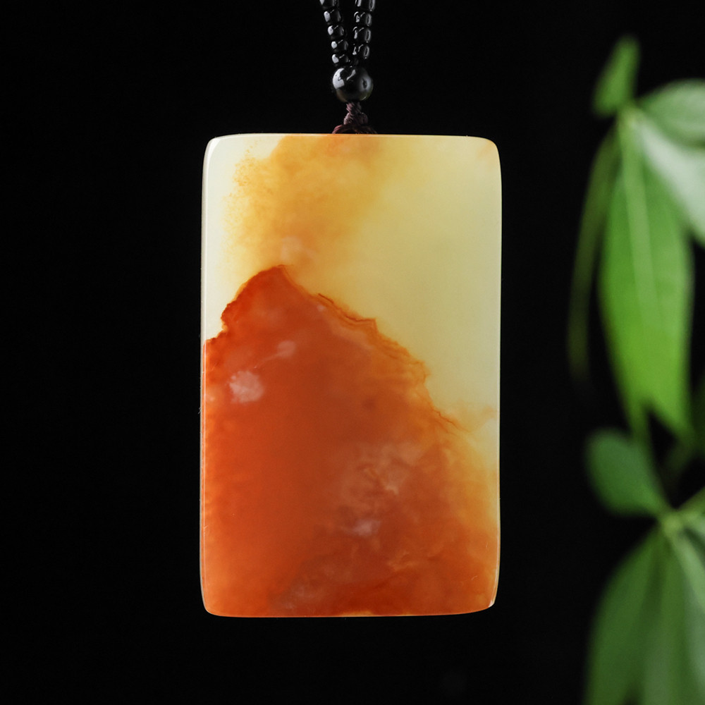 新疆和田玉籽料平安牌吊坠天然玉石男款无事牌挂件项链玉佩