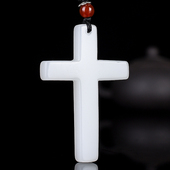 新品 平安项链挂件 天然新疆和田玉十字架吊坠羊脂玉白玉挂件男女款