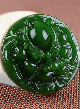 天然和田玉碧玉龙头皮带扣