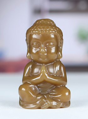 和田玉糖料宝宝佛手把件