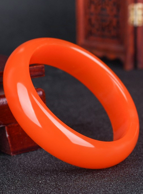 平安镯手镯女士和田红玉玉镯子