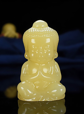 和田玉黄玉宝宝佛手把件