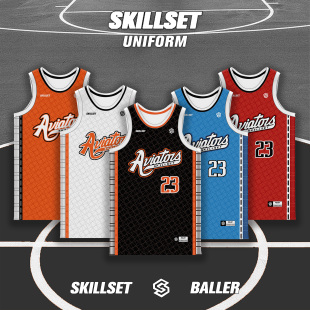 SKILLSET美式篮球服套装圆领窄肩速干宽松数码印定制比赛队服球衣