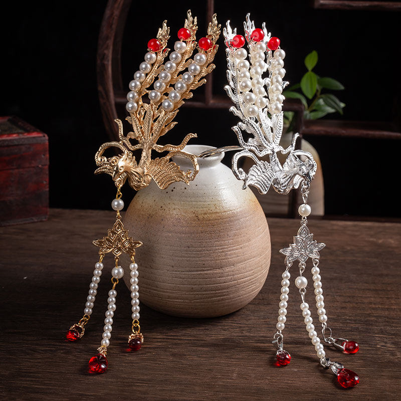 凤凰古风发冠汉服配饰头饰古装发簪凤冠流苏步摇发钗新娘头冠发饰