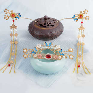 古装发饰顶冠簪子古风头饰流苏步摇配饰汉服发冠顶簪全套发簪饰品