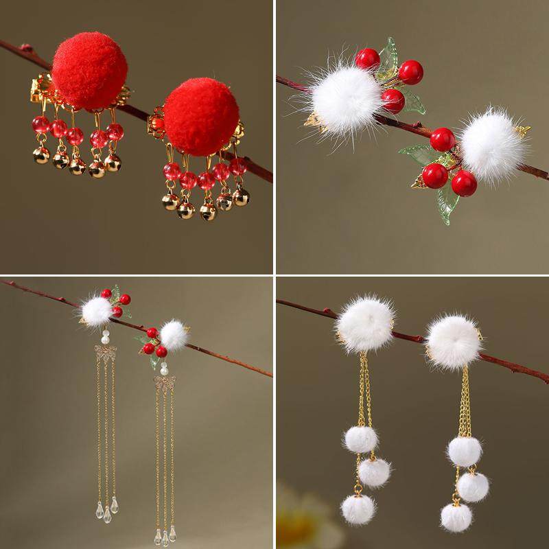 古装毛茸茸头饰中国风边夹发饰女童毛球发卡子汉服配饰流苏发夹,童装/婴儿装/亲子装,发饰,淘宝优惠券,粉丝福利购,淘宝优惠卷