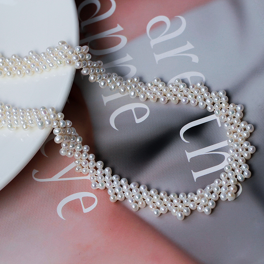 天然珍珠锁骨链编织多层满天星花式小珍珠颈链遮手术伤疤痕项链