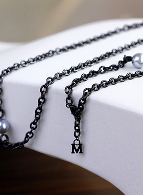 新设计链条款珍珠项链手链灰色日本海水akoya10-10.5mm中性流行风