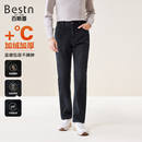牛仔裤 百斯盾男士 冬新款 蓄热一体绒厚款 子 中直筒裤 保暖加绒裤