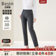 百斯盾官方女士西裤 秋冬舒适弹力好后腰松紧设计九分铅直筒裤