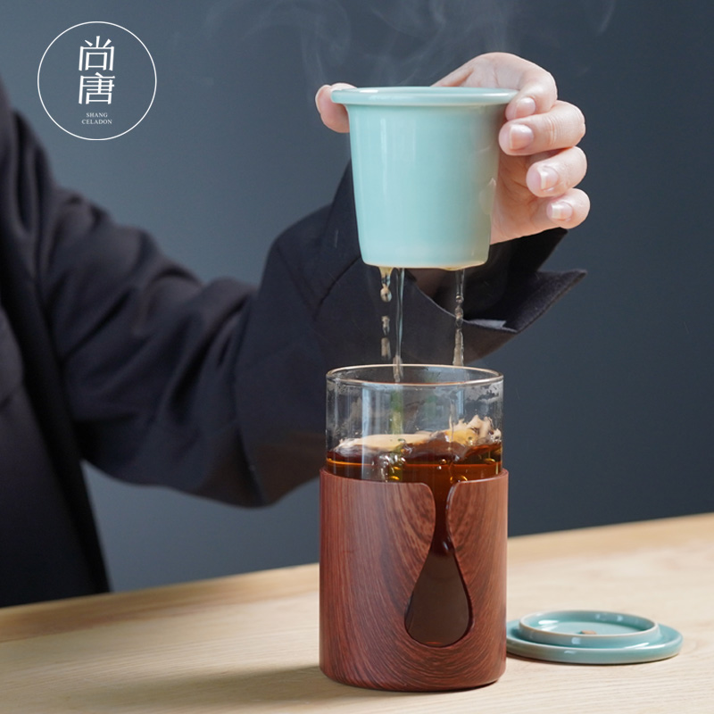 青瓷旅行茶具套装茶水分离便携式快客杯办公室出差户外泡功夫茶杯