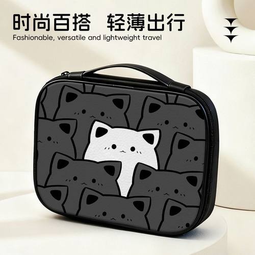 黑白卡通猫猫平板手提收纳包