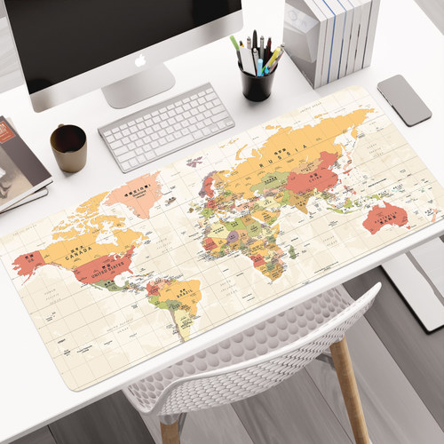 世界地图鼠标垫超大办公桌垫加厚