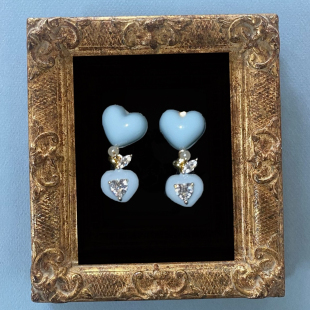 小桃枝上春风早 黄打屁原创设计蓝色桃子甜闪小众质感925耳钉耳夹