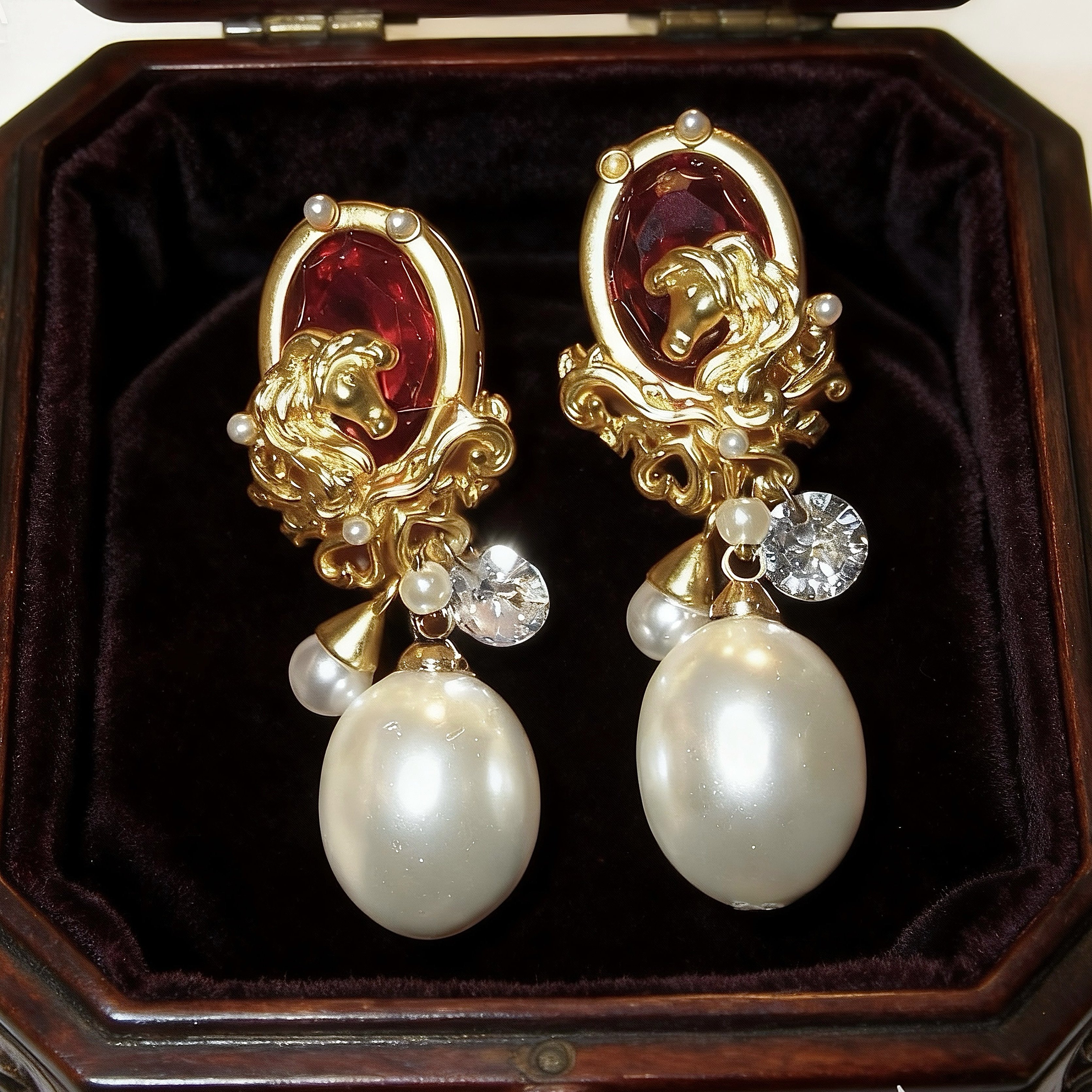 骏马赴嘉年 黄打屁原创设计新年红新款复古闪仙珍珠925银耳钉耳夹,饰品/流行首饰/时尚饰品新,耳环,淘宝优惠券,粉丝福利购,淘宝优惠卷