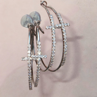 神秘共鸣 黄打屁闪钻大圈自留百搭韩小众甜仙925银耳钉蚊香盘耳夹