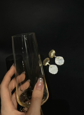 黄打屁原创设计贝壳925水滴耳钉