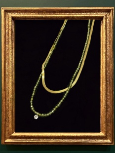 荒芜地上的绿 黄打屁串珠质感小众仙气甜闪复古叠戴钛钢项链组合