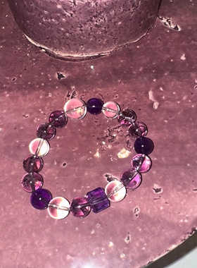 紫繁珠 黄打屁蛇年紫气闪上岸学事业智慧石九离紫火天然水晶手串