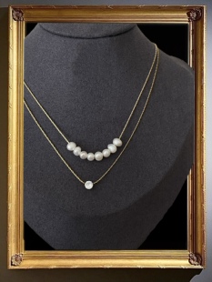 星云 黄打屁小众超闪淡水珍珠质感设计百搭仙钛钢项链颈组合两条