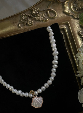 黄打屁925银镀金珍珠40cm项链