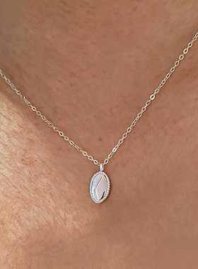 明镜虚构 黄打屁韩系日常百搭甜复古椭圆小鼻嘎豆豆项链925银叠戴