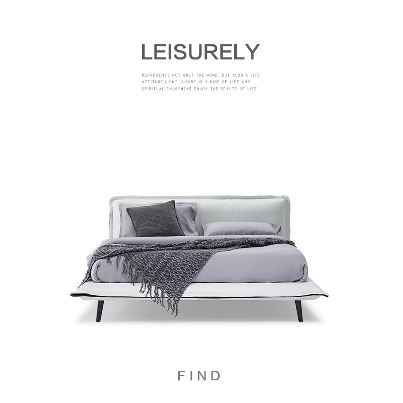 设计师双人床意大利真皮床