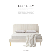 轻奢奶油风真皮床现代简约主卧小户型软包床意式 极简软包1.8米床