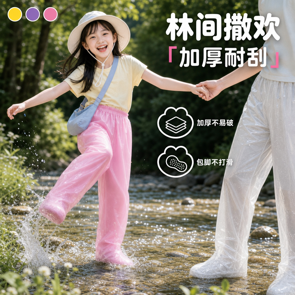 儿童一次性包脚雨裤防水加厚图片