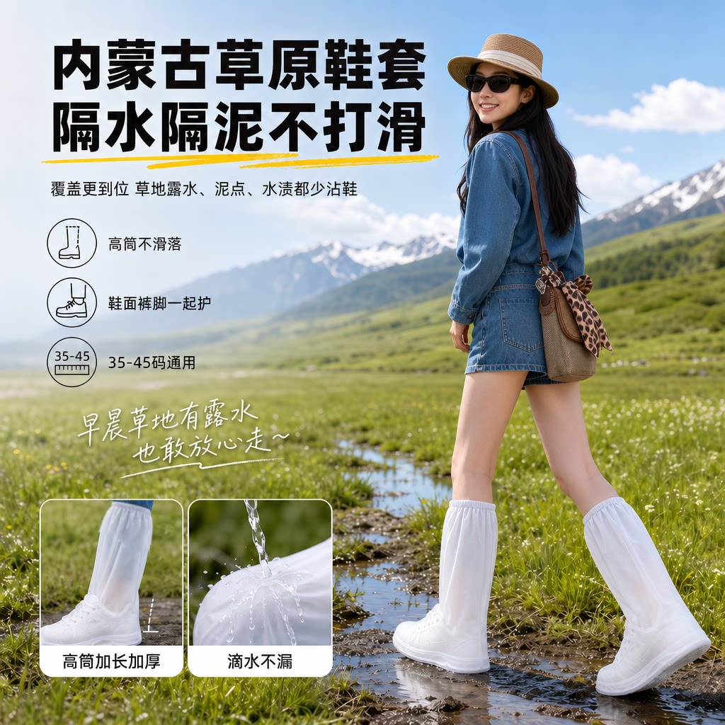内蒙草原鞋套一次性雨鞋套加厚防图片