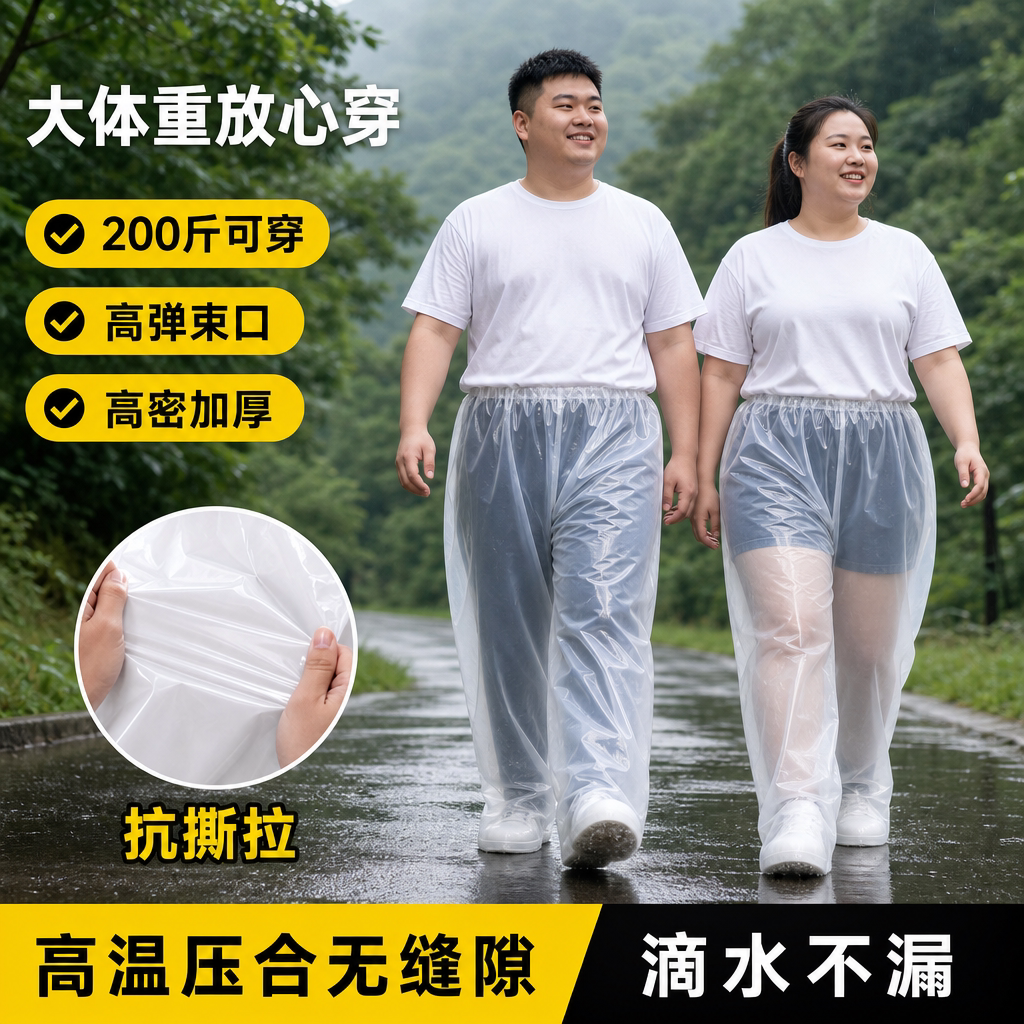 一次性包脚加厚防水防滑雨裤图片