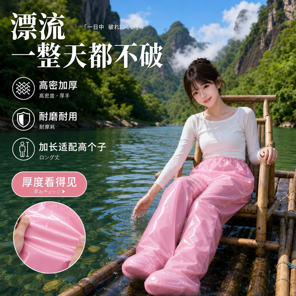 一次性女下半身防暴雨包脚雨裤图片