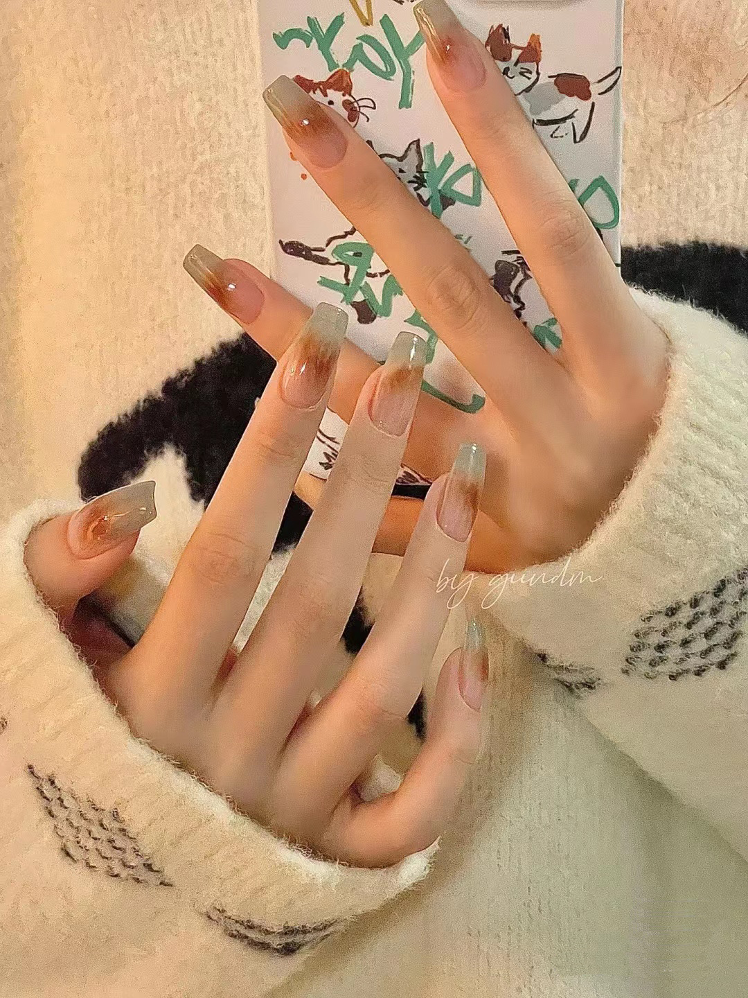 Jun广东秋冬美甲高级琥珀晕染