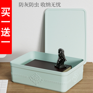 桌面收纳盒带盖塑料长方形加厚整理盒子抽屉分格储物盒杂物收纳筐
