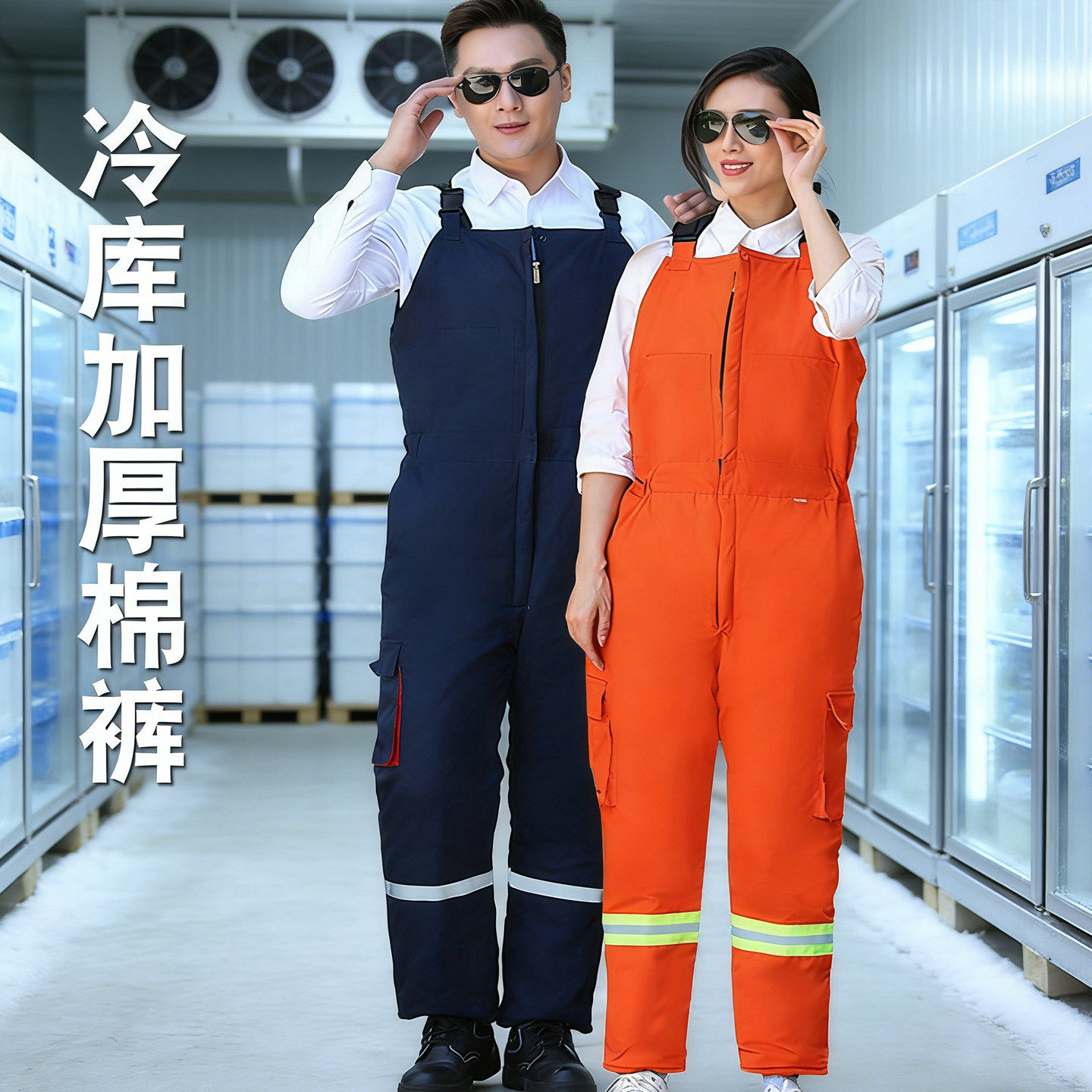 冷库防寒连体背带裤男女加厚保暖棉工作服冬季耐磨耐脏劳保裤
