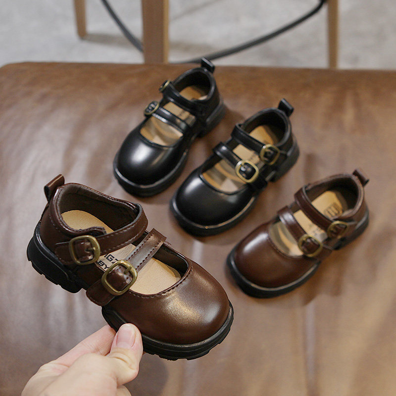 学院风单鞋宝宝英伦豆豆鞋