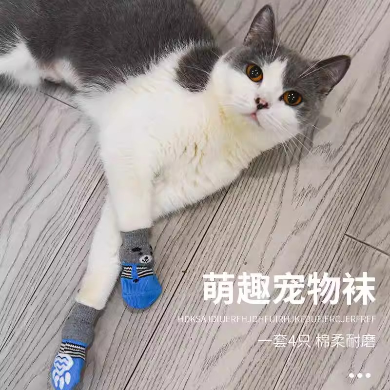 狗狗猫咪袜子比熊泰迪防抓防脏防滑脚套小狗猫咪夏季鞋子宠物袜子