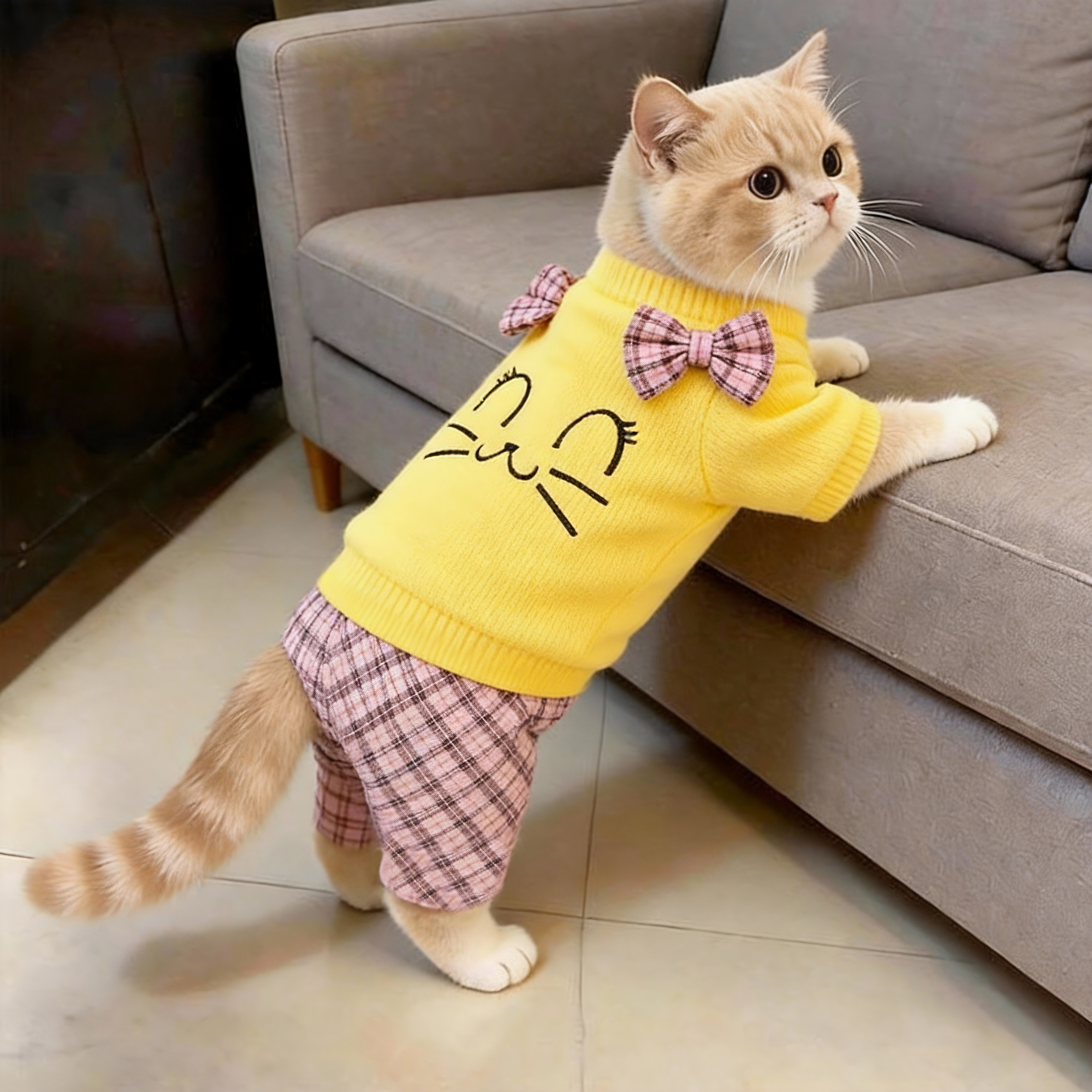 猫咪笑脸四脚绒衣冬季保暖加厚防寒布偶英短金渐层防掉毛宠物衣服,宠物/宠物食品及用品,猫宠物服装/雨衣（新）,淘宝优惠券,粉丝福利购,淘宝优惠卷