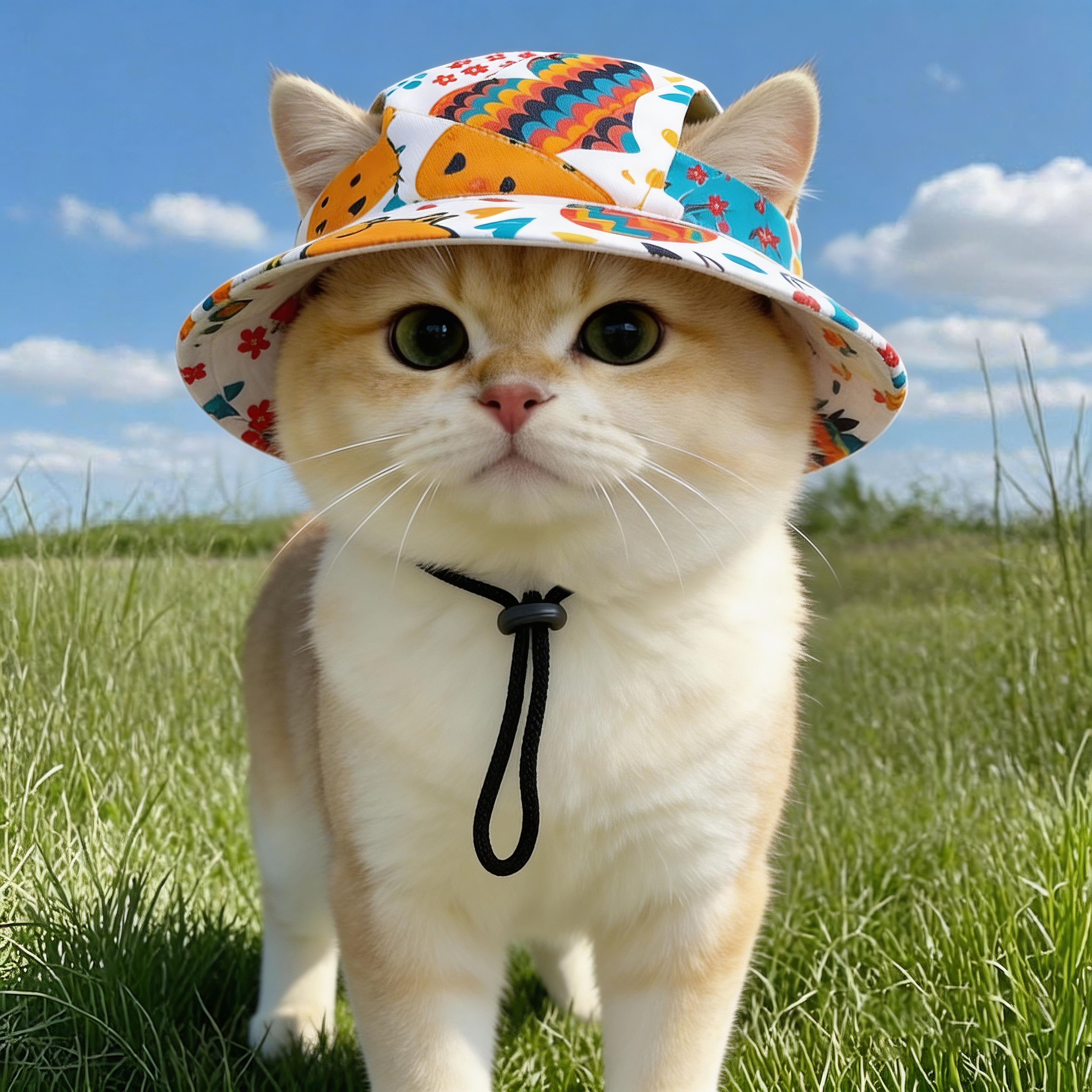 猫咪帽子夏季户外出遮阳帽露耳朵