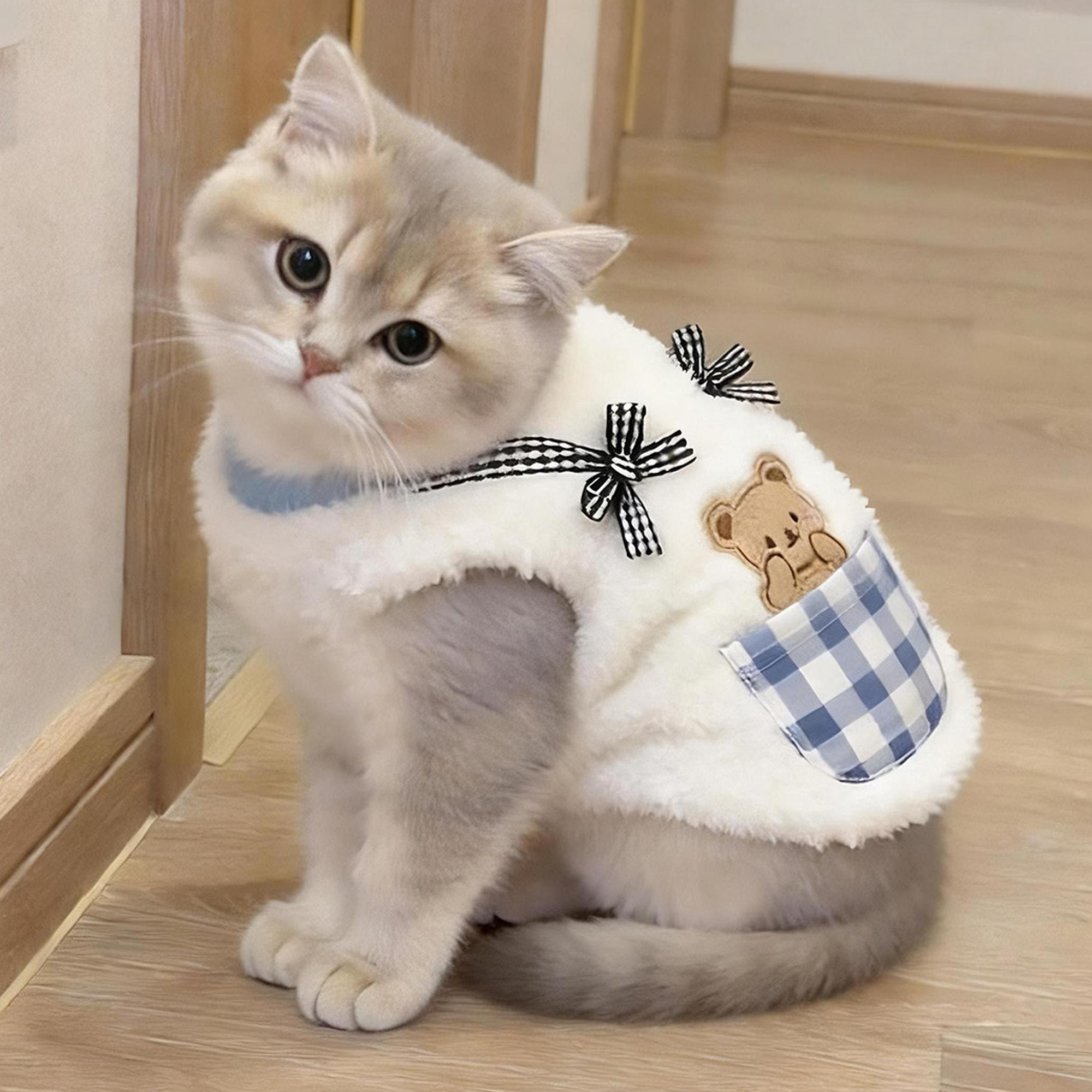 猫咪衣服秋冬保暖可爱口袋熊棉衣