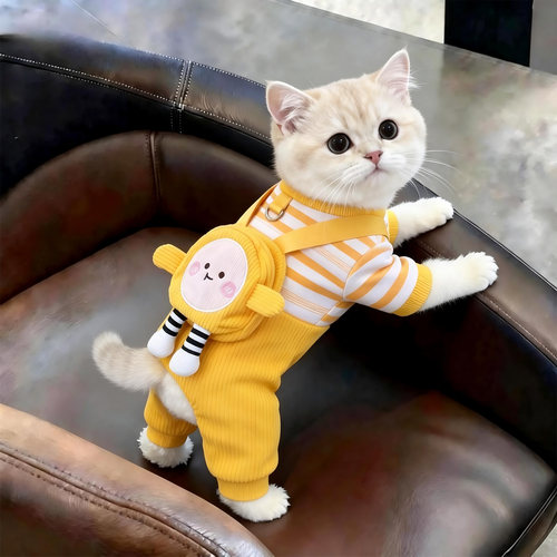 猫咪衣服秋季薄款蛋仔背带裤小猫