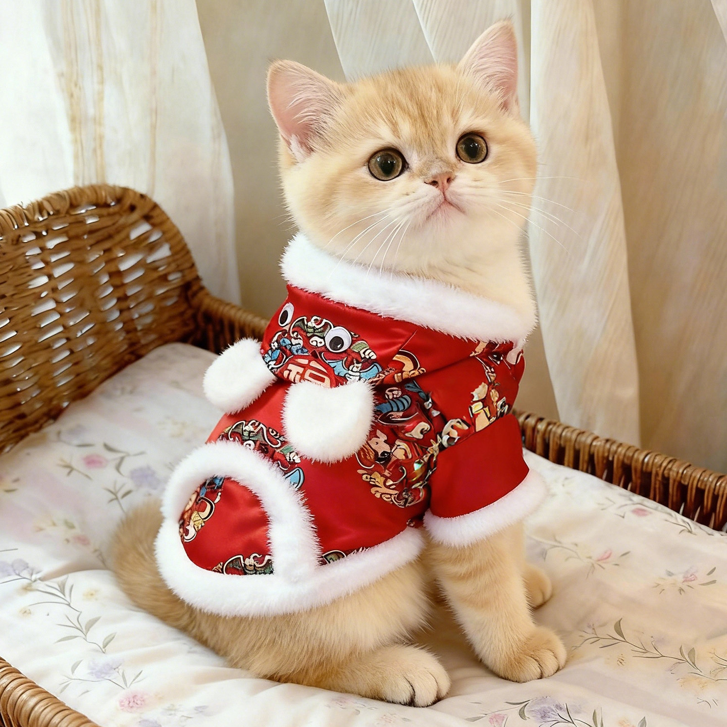 猫咪衣服新年红加厚保暖猫狗唐装