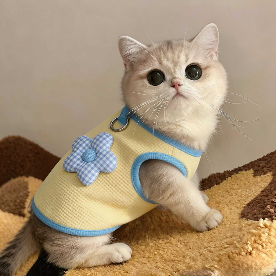 猫咪衣服可爱小花背心薄款防掉毛
