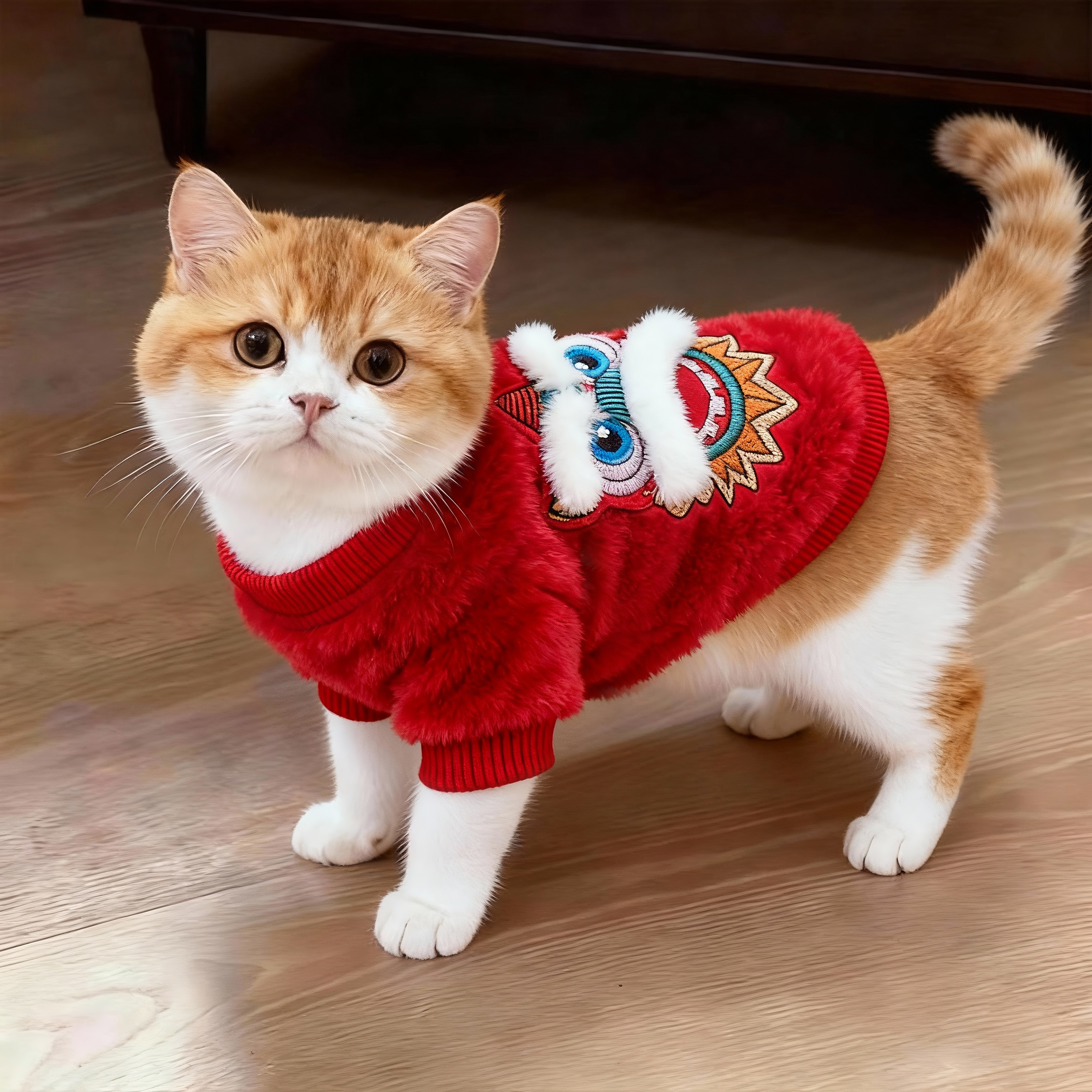 猫咪衣服舞狮头喜庆保暖卫衣冬季
