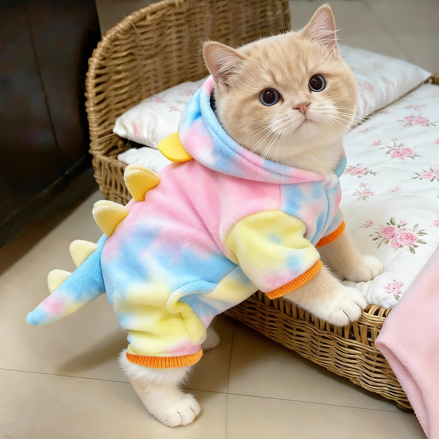 猫咪衣服彩红恐龙变身装秋冬加厚
