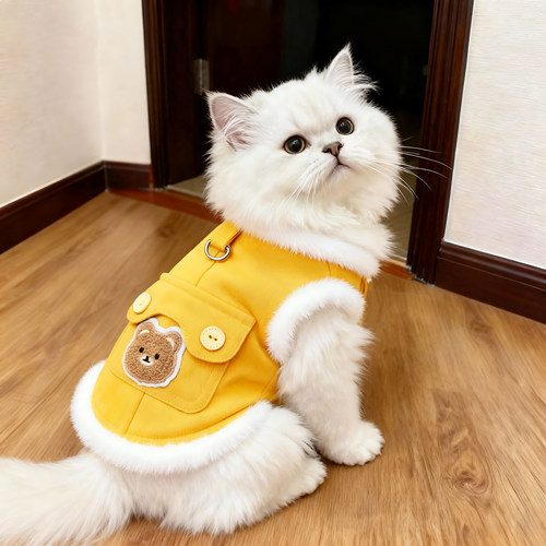 猫咪衣服牛仔可牵引秋冬加绒马甲