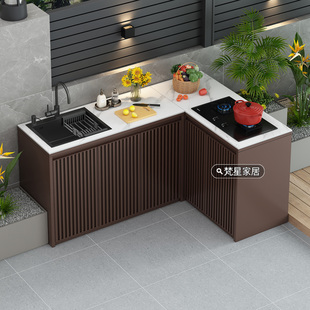 全铝合金电磁炉柜煤气灶橱柜储物一体式厨房家用室内天然气灶台柜