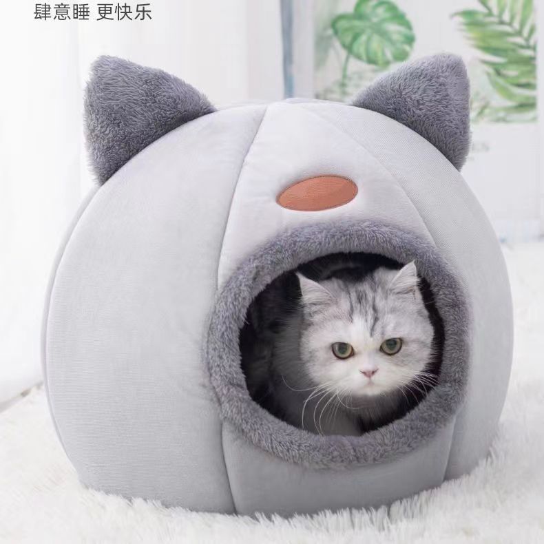 跨境亚马逊宠物猫窝冬季半封闭保暖加绒毛宠物窝宠物用品狗狗窝猫
