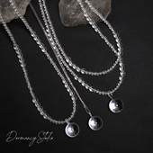 「纯净宇宙」独家设计款 加强版 天然白水晶球百搭纯银项链锁骨链